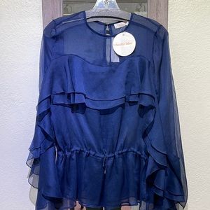 See By Chloe Sheer Ruffle Blouse NWT